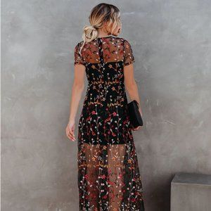 IMMEASURABLE JOY EMBROIDERED MESH MAXI DRESS